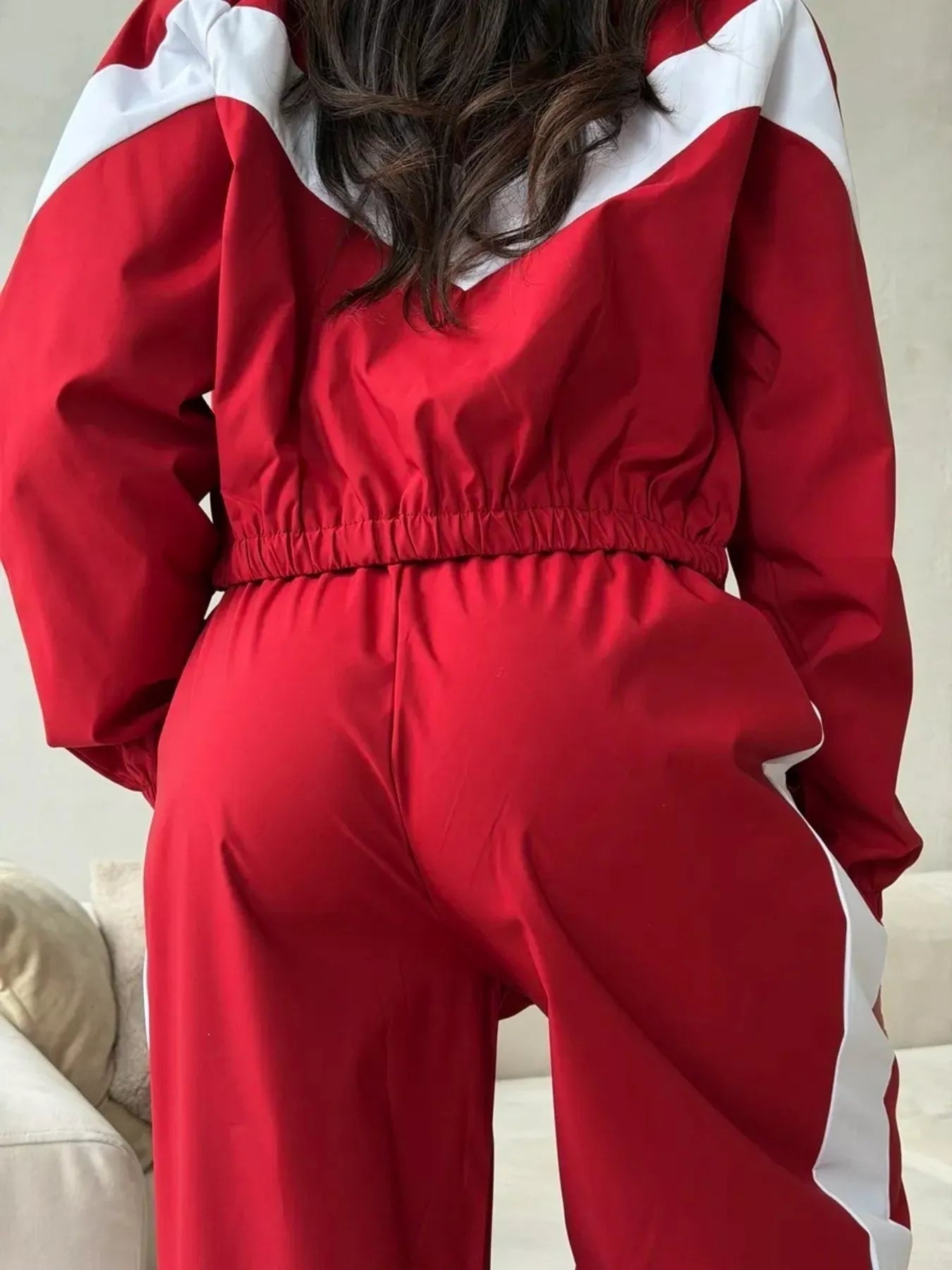 Color Block Zip Up Outerwear and Pants Set