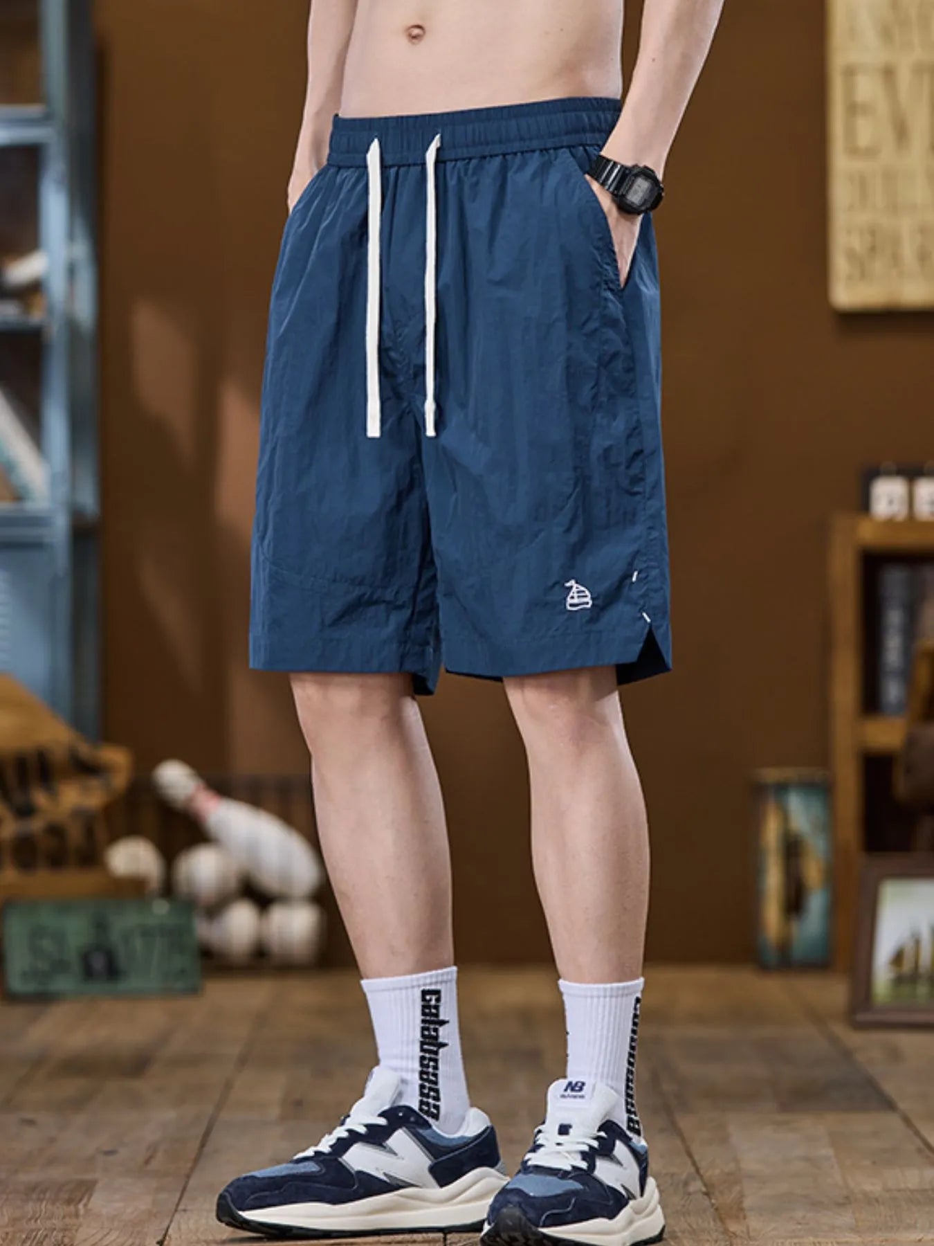 Men's Plus Size Drawstring Pocketed Shorts