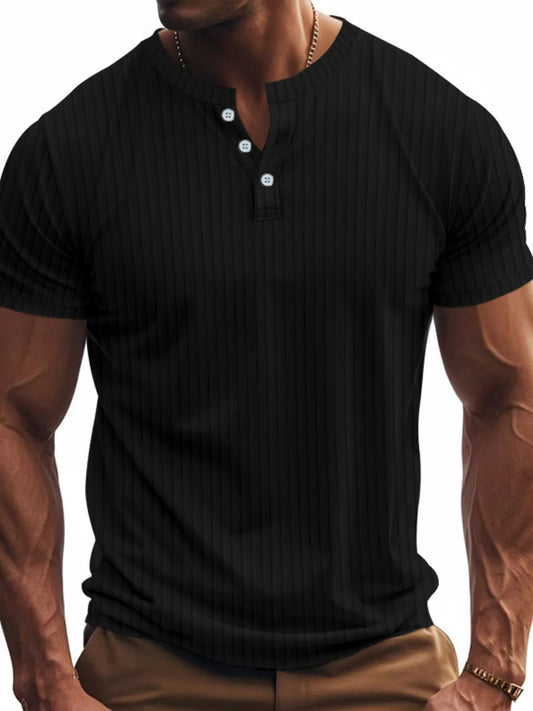 Men's Full Size Button Detail Short Sleeve T-Shirt Plus Size