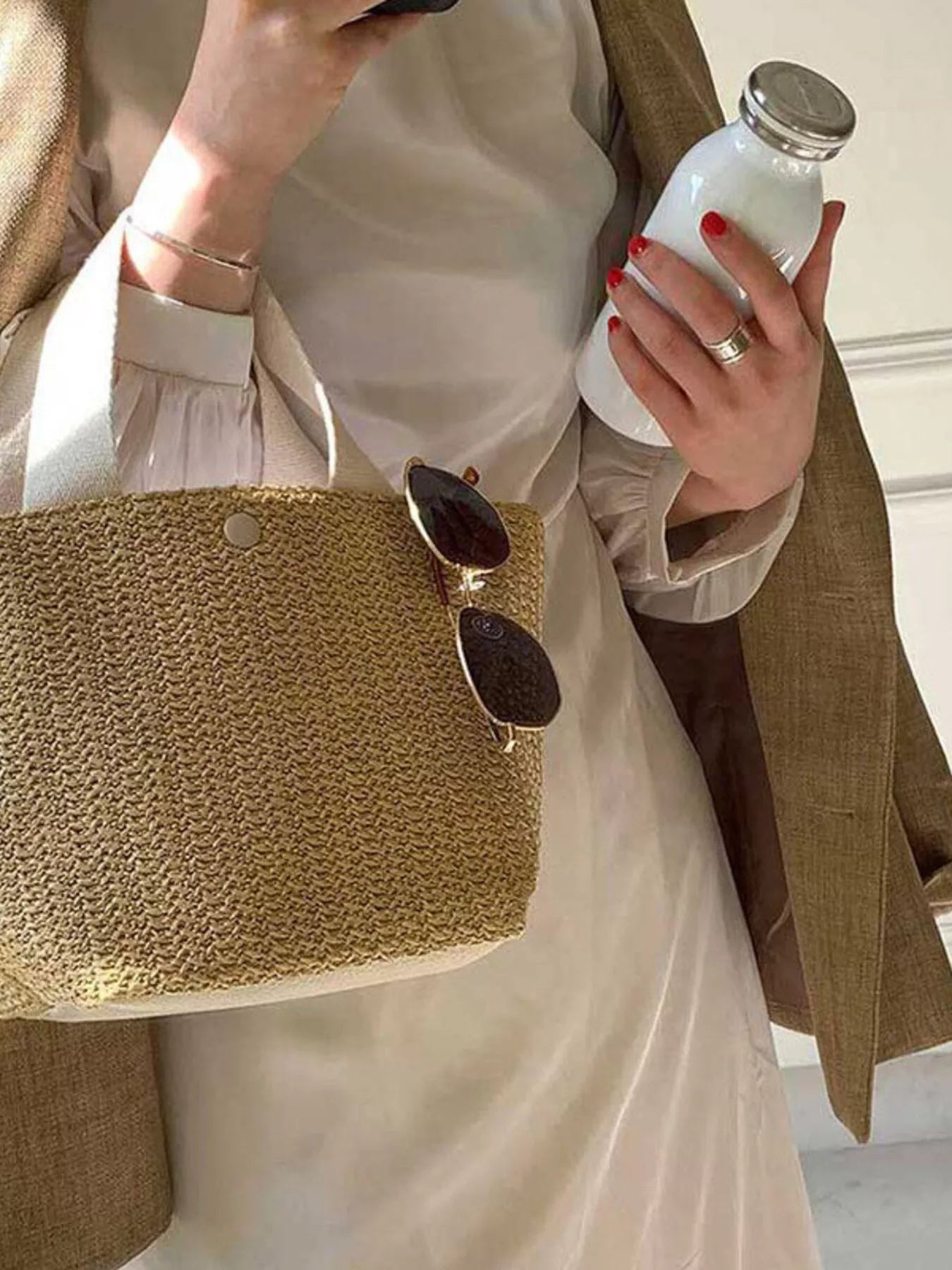 Woven Straw Tote Bag