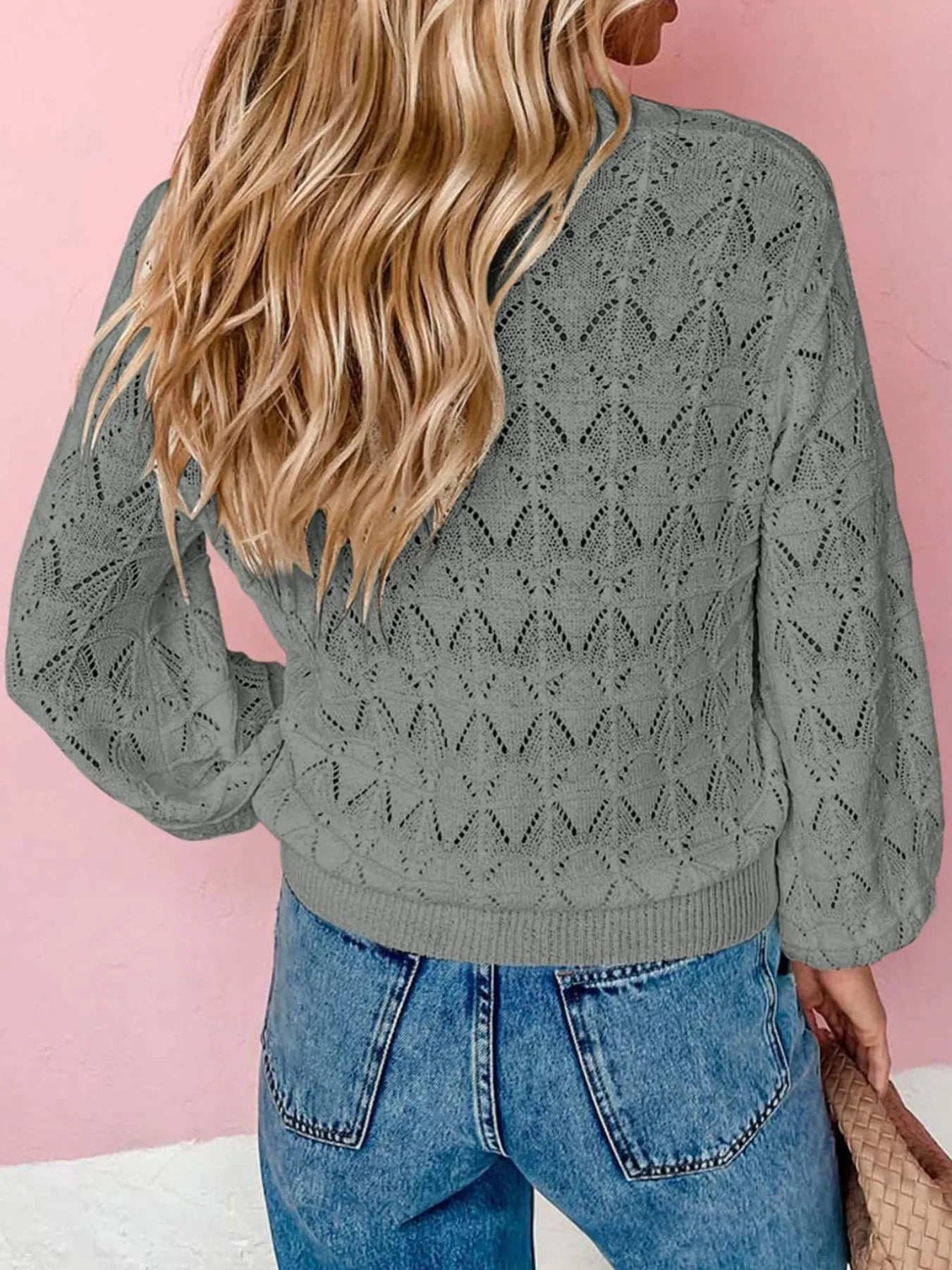 Openwork Button Up Cardigan