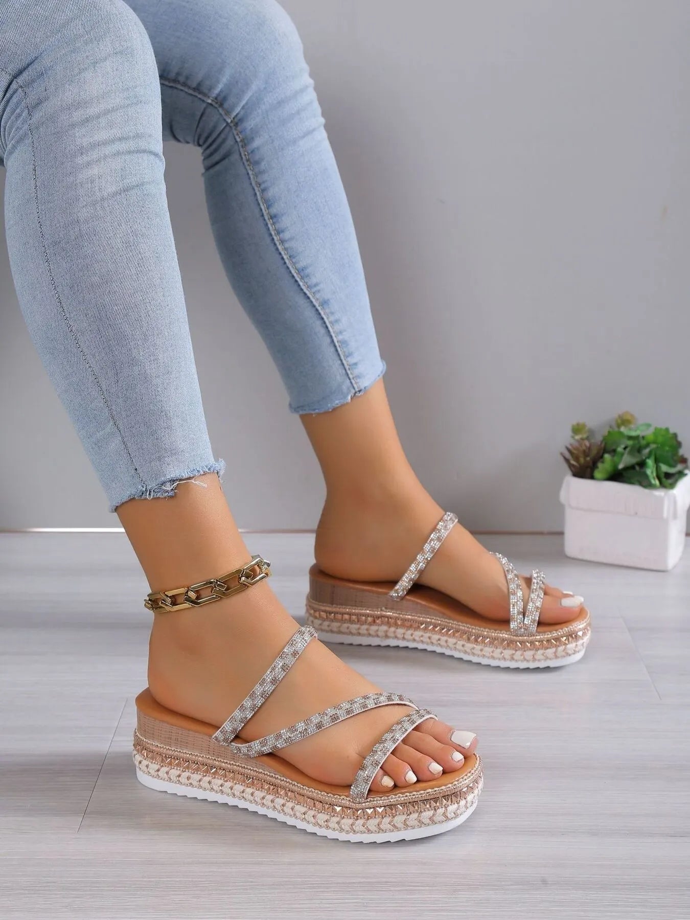 Woven Platform Wedge Sandals