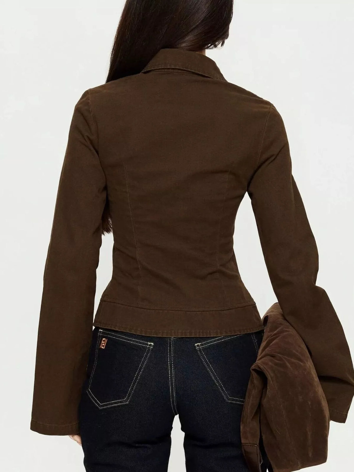 Slim-Fit Utility Zip-Up Cropped Jacket