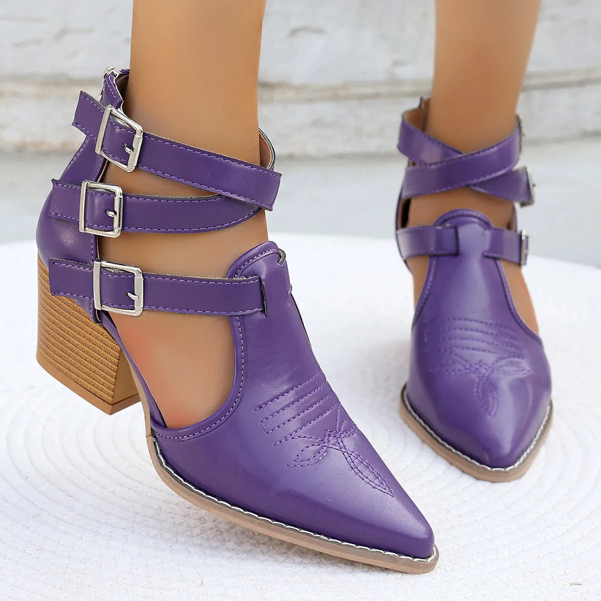 Point Toe Block Heels Sandals