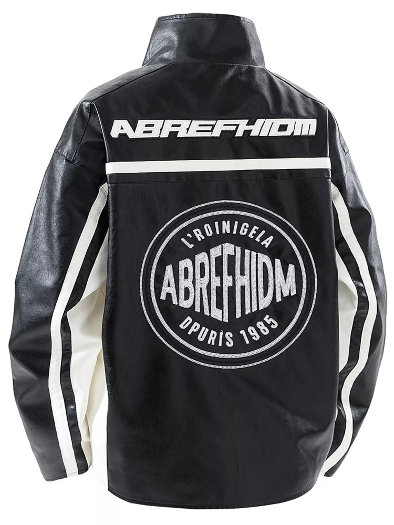 Men's Plus Size Zip Up Long Sleeve Leather Jacket
