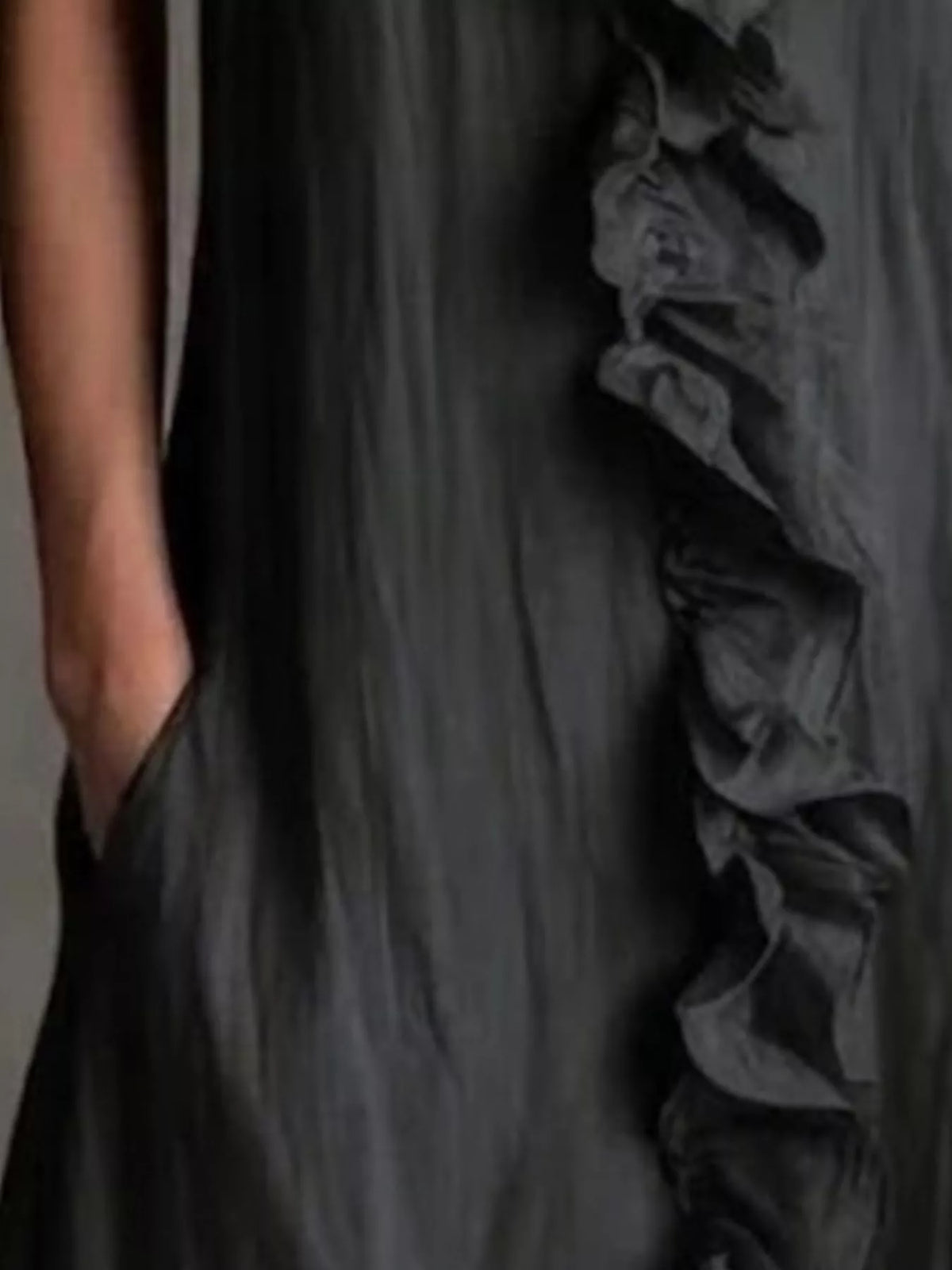 Sleeveless Ruffle Trim V-Neck Midi Dress