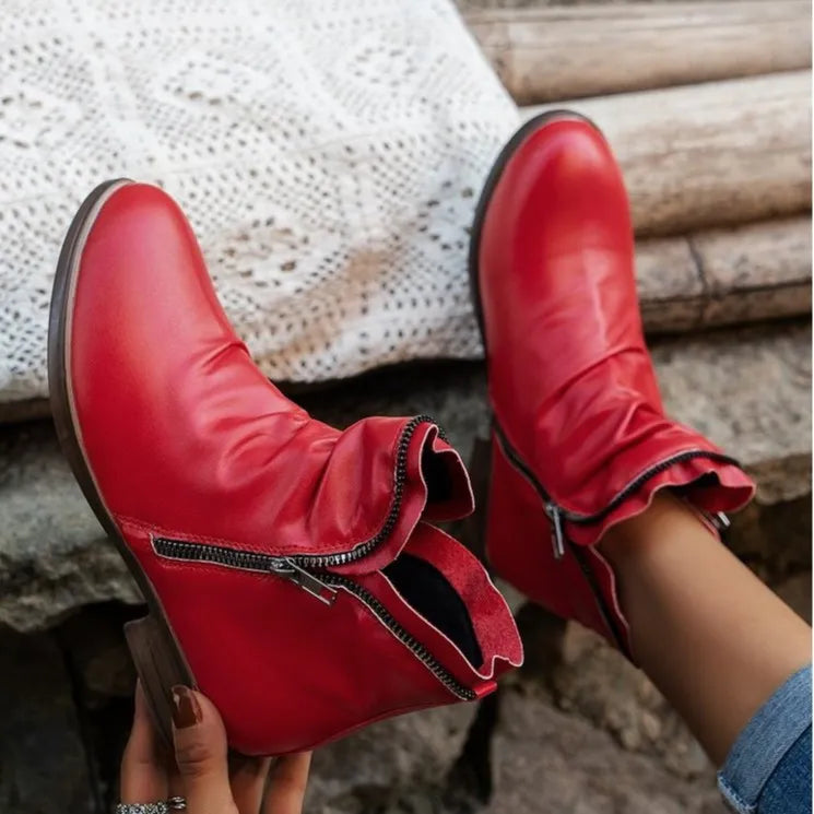 Round Toe Block Heels Boots