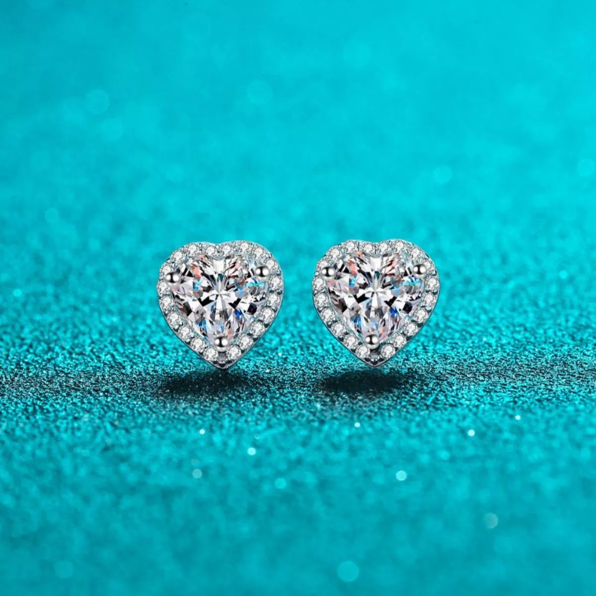 2 Carat 925 Sterling Silver Moissanite Heart Earrings
