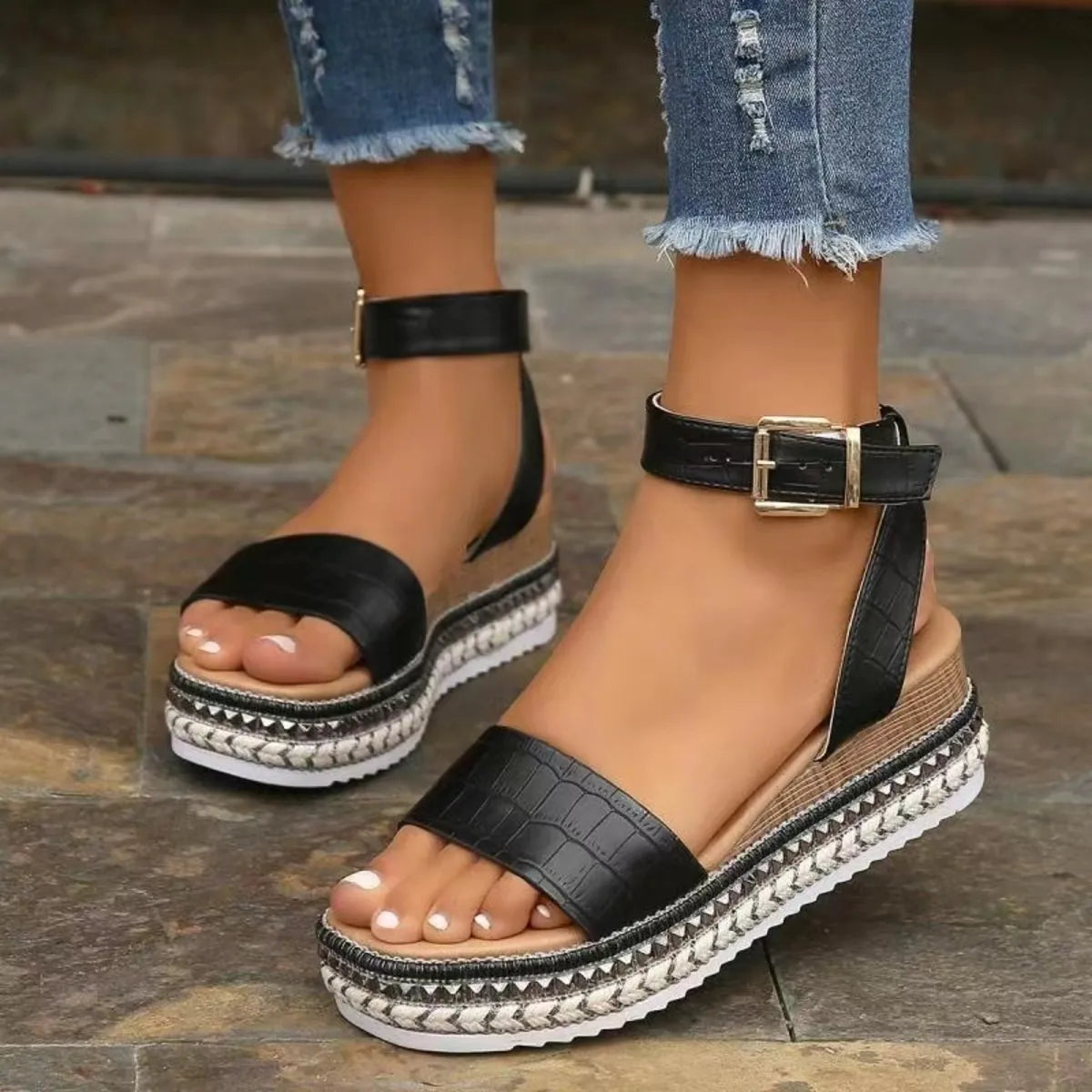Open Toe Ankle Strap Platform Sandals