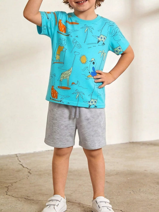 Children's Animal Print Tee and Shorts Set