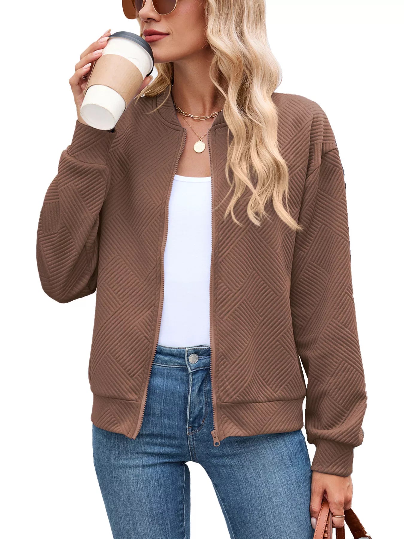 Textured Zip Up Jacket