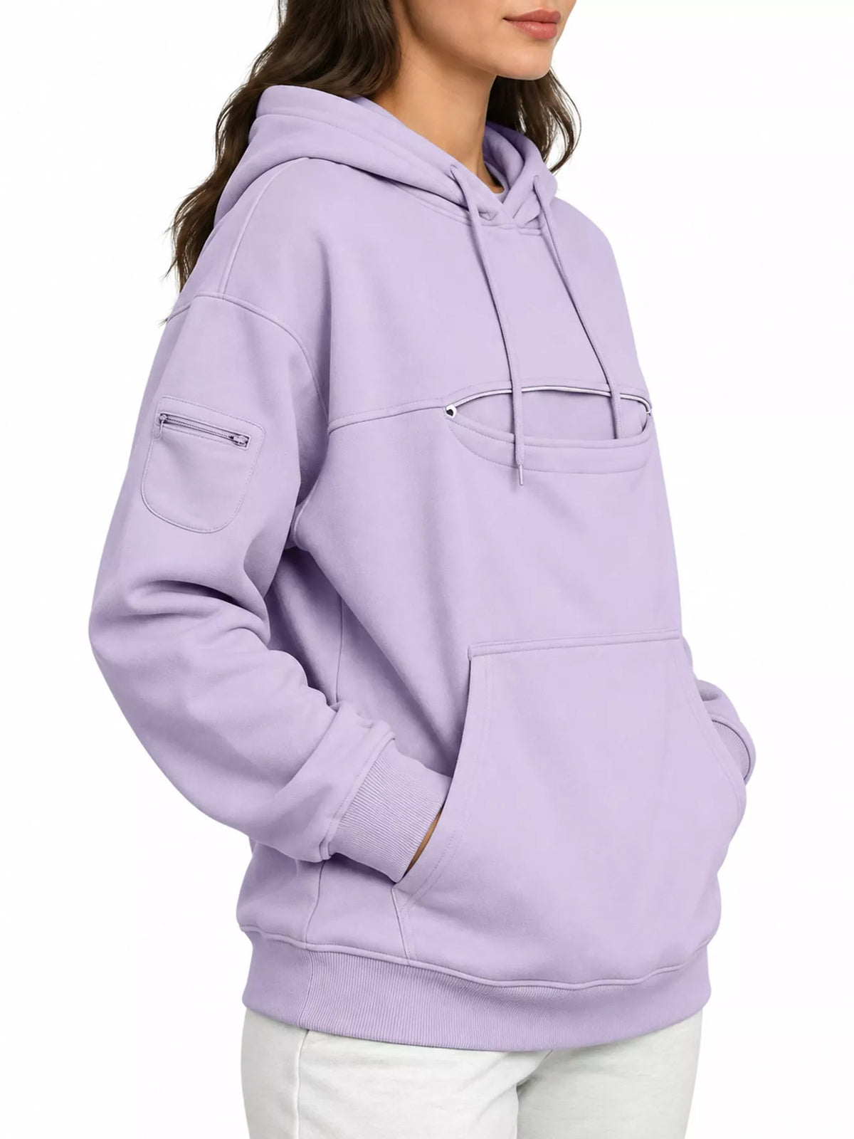 Full Size Cat Pouch Drawstring Hoodie Plus Size