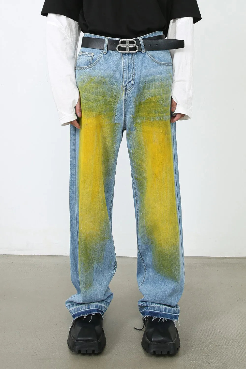Men's Contrast Baggy Jeans