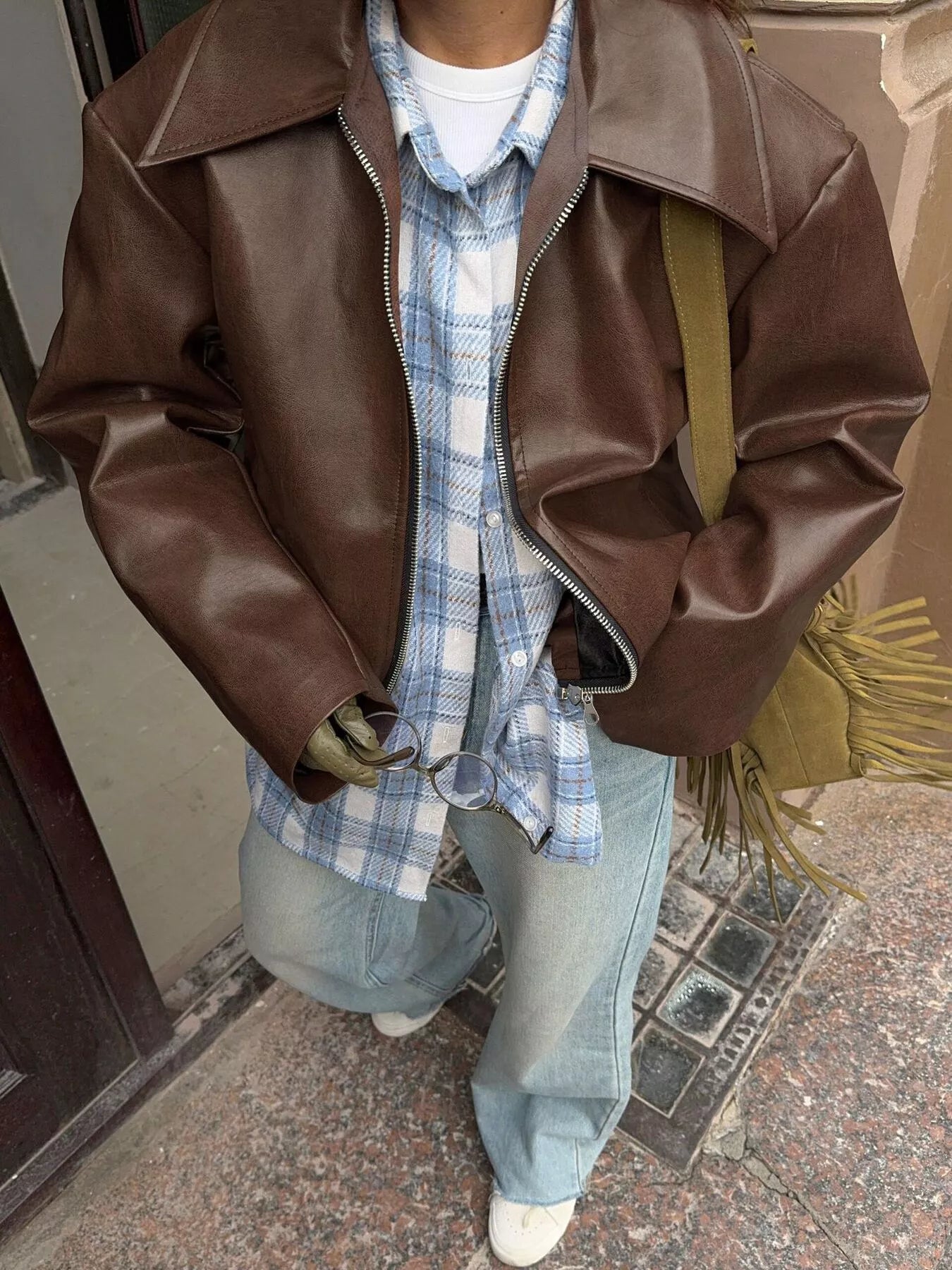 Faux Leather Zip Up Jacket