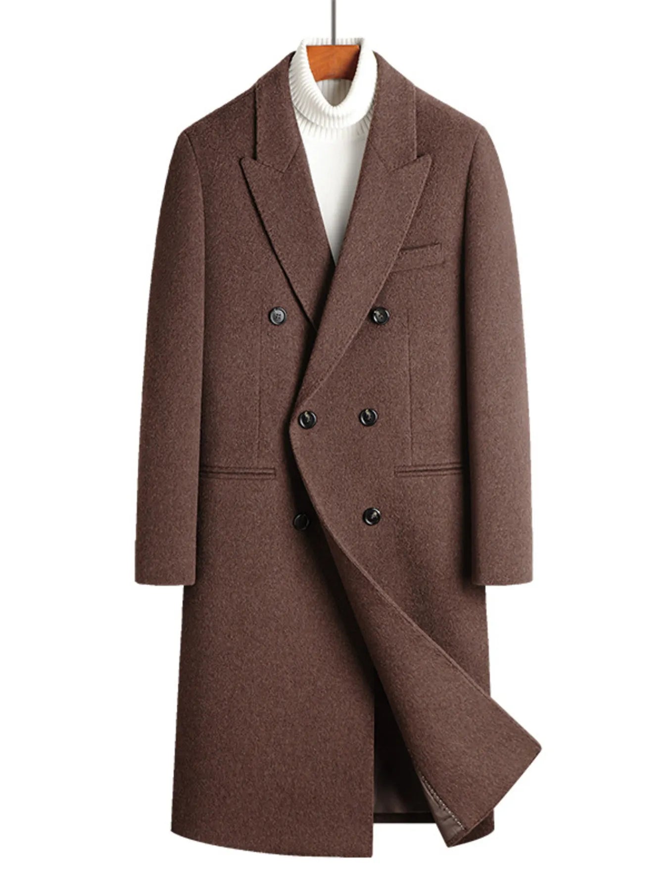 Men's Wool Blend Double-Breasted Overcoat