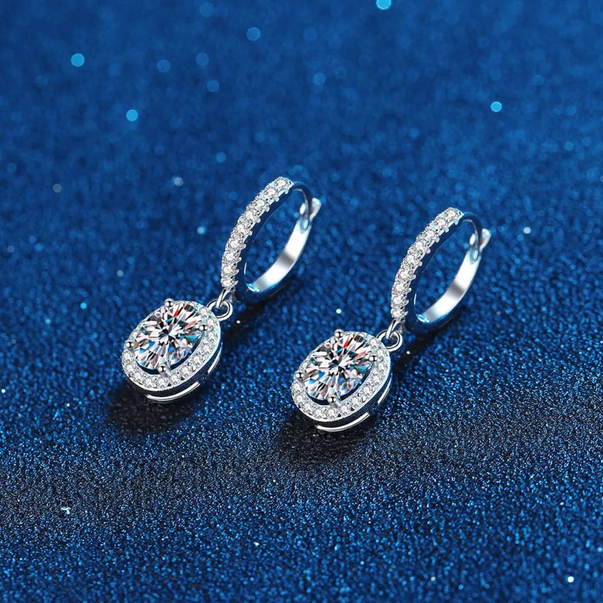 1 Carat Moissanite 925 Sterling Silver Drop Earrings