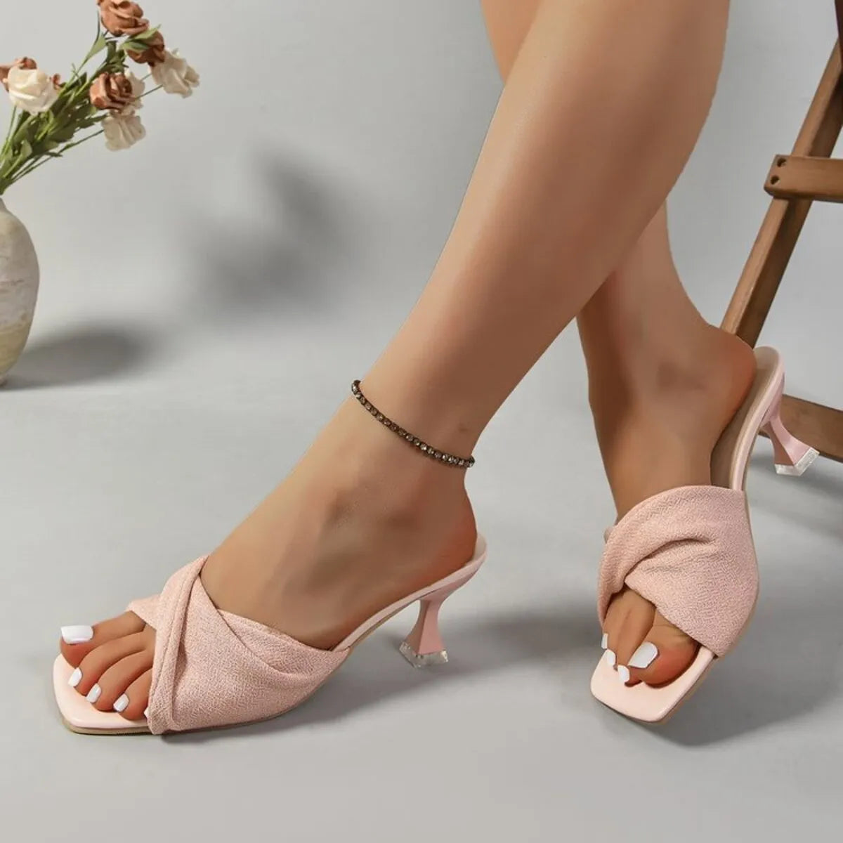 Open Toe Kitten Heels Sandals
