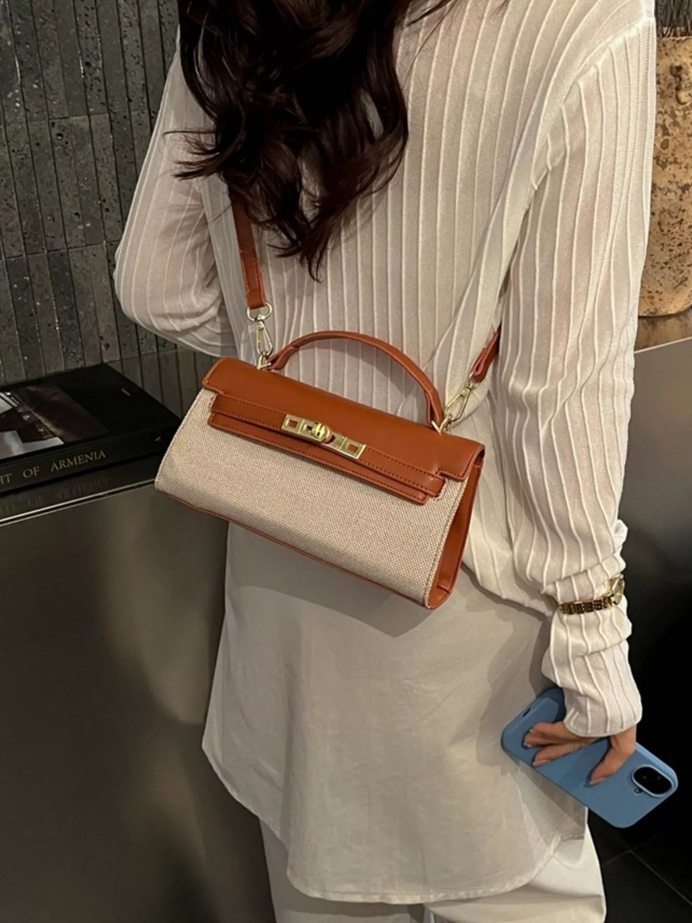 Two-Tone Flap Crossbody Bag