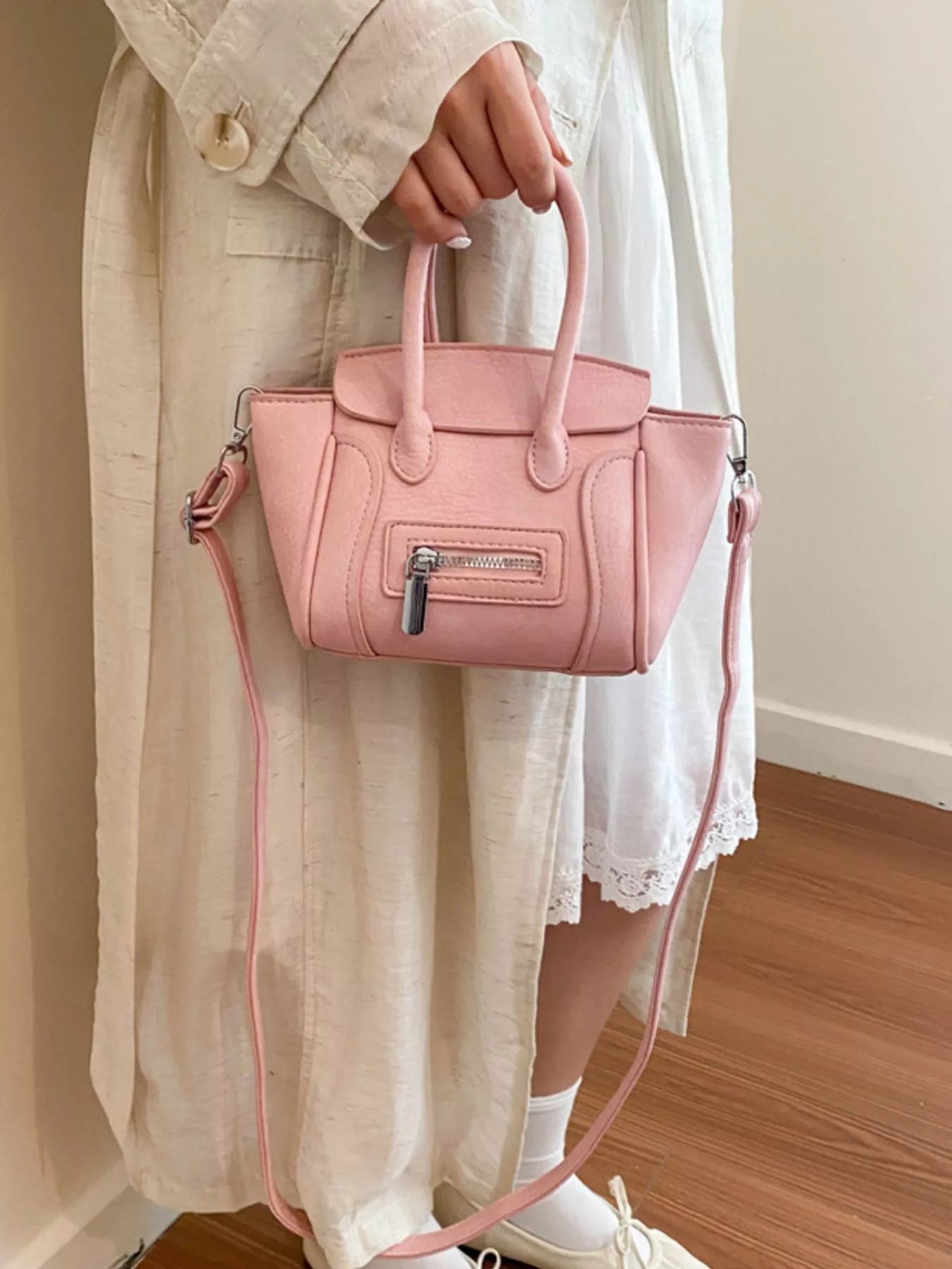 Top Handle PU Leather Crossbody Bag