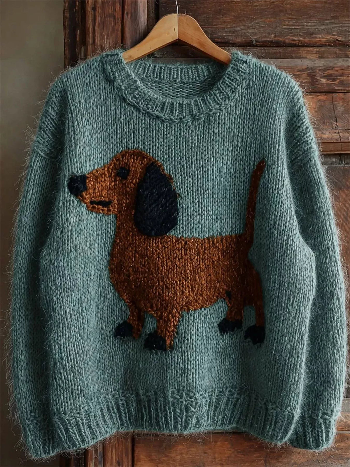 Dachshund Dropped Shoulder Sweater