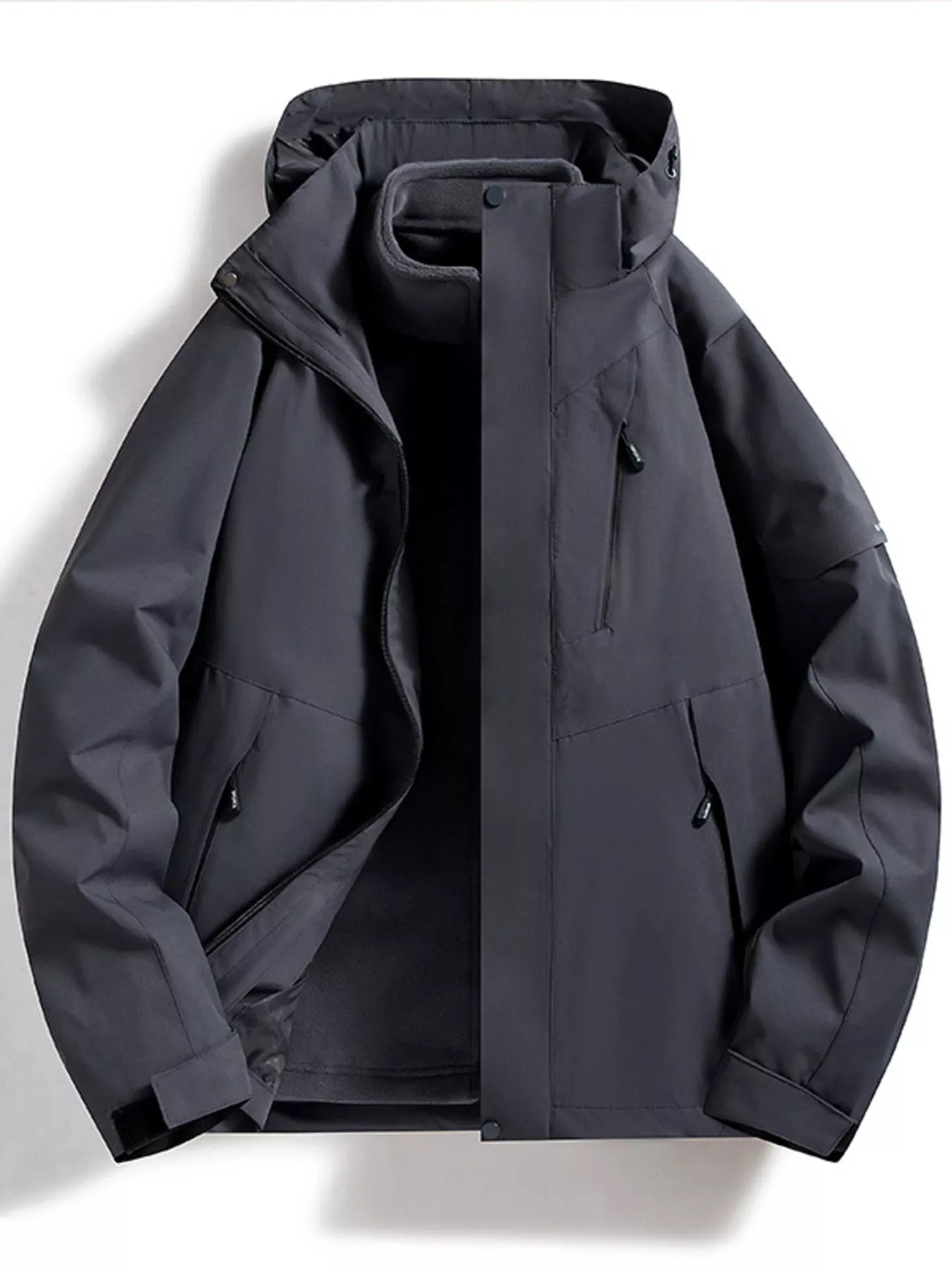Men's Full Size Zip Up Hooded Waterproof Outdoor Jacket Plus Size