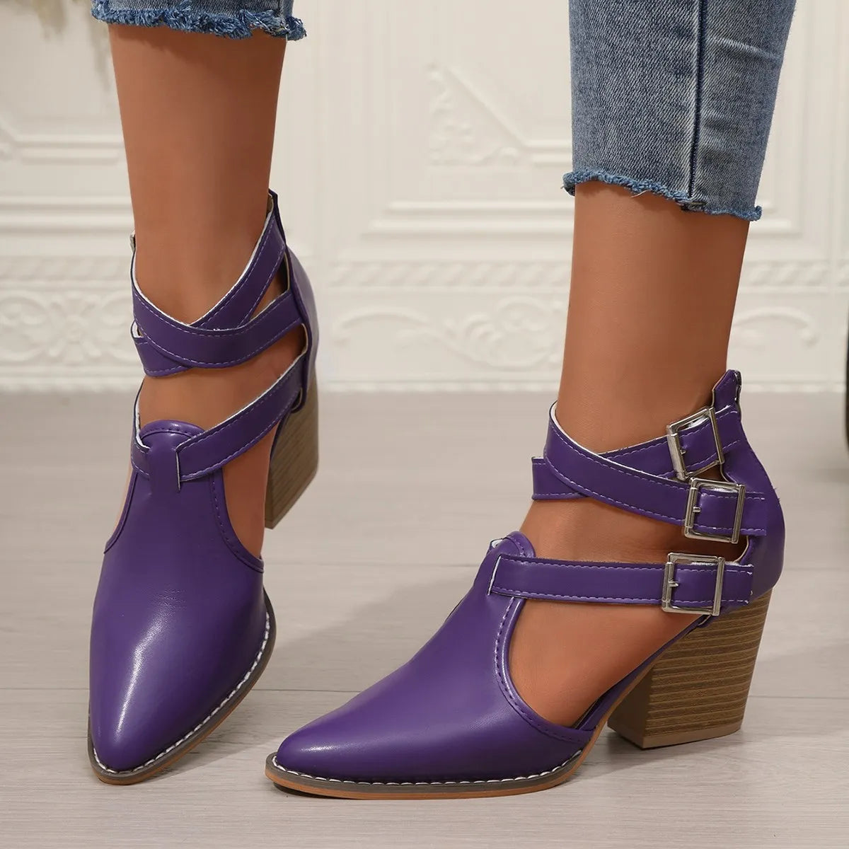Point Toe Block Heels Sandals