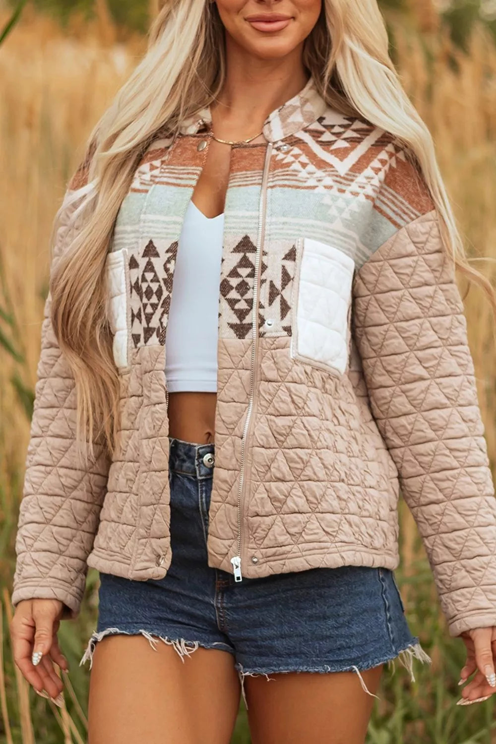 Aztec Quilted Patchwork Western Jacket