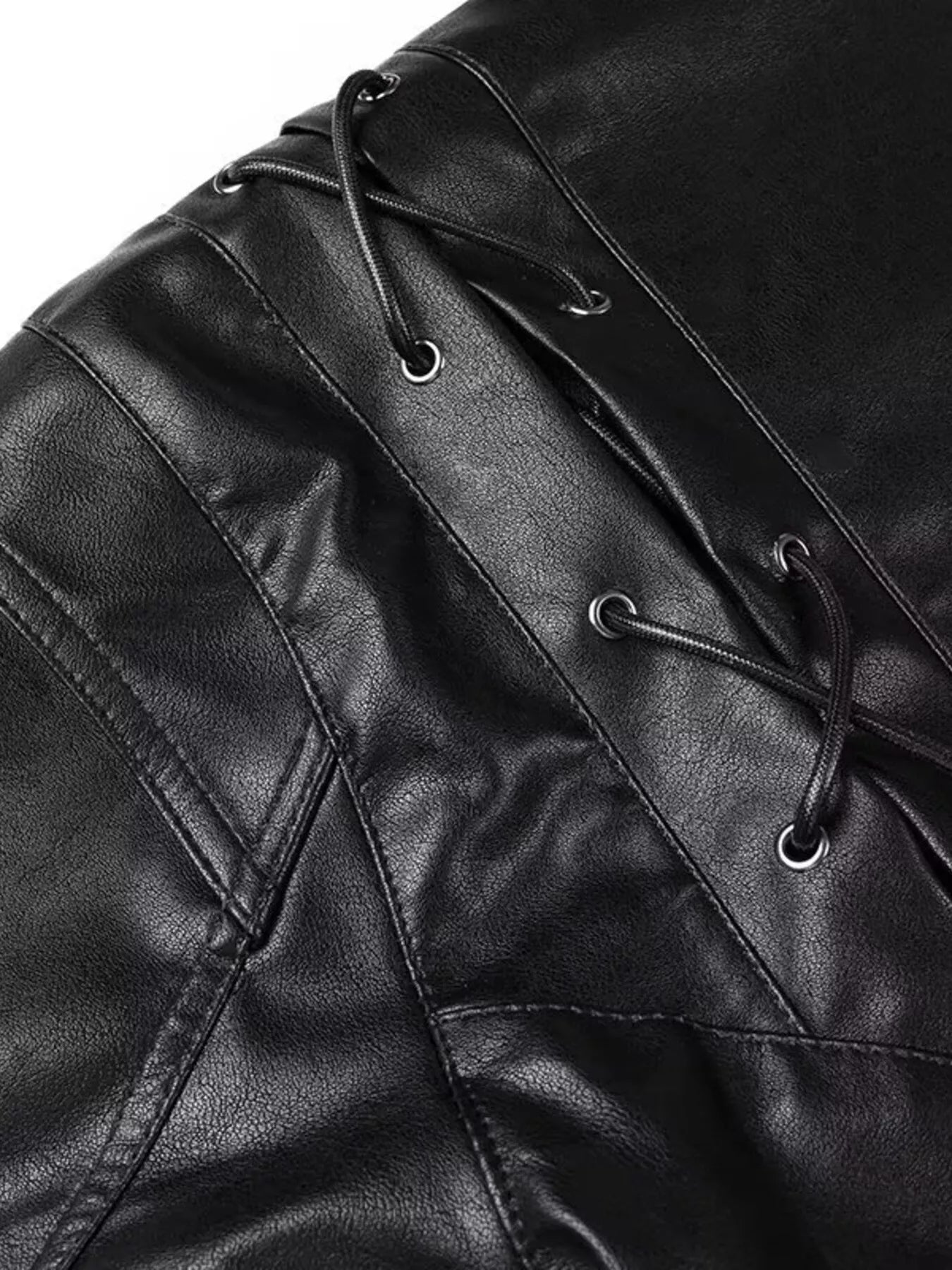 Belted Leather Jacket with Shawl Collar
