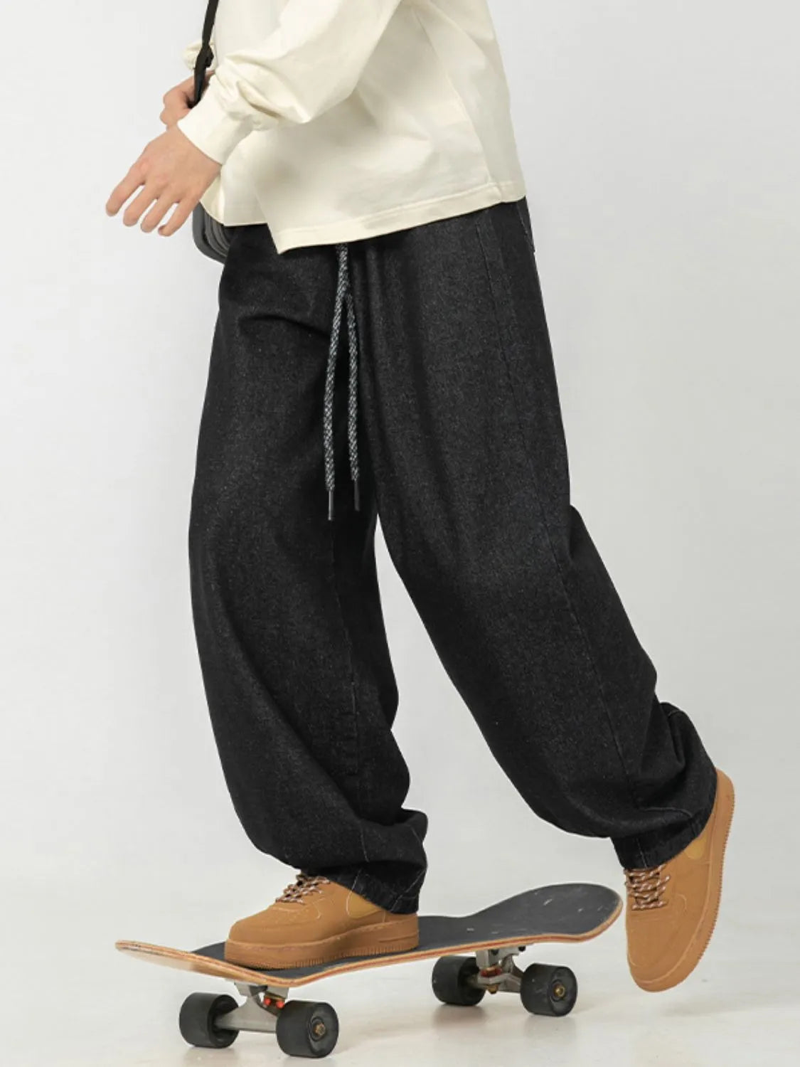 Men's Plus Size Drawstring Loose Fit Jeans
