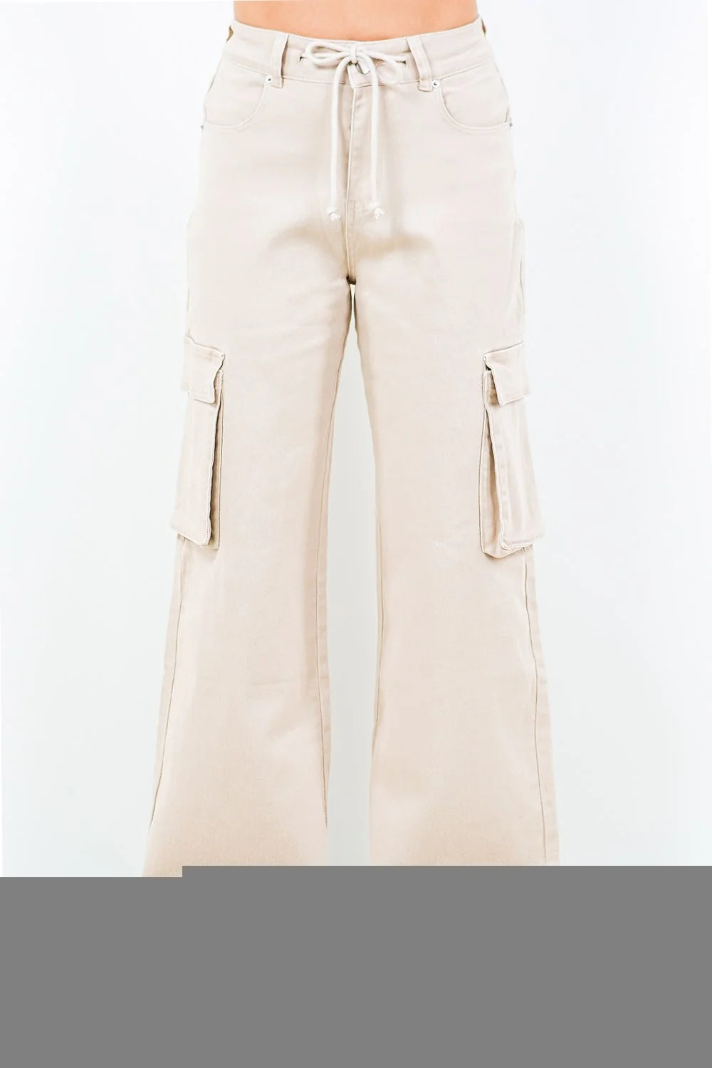American Bazi Full Size Drawstring Wide Leg Cargo Pants Plus Size
