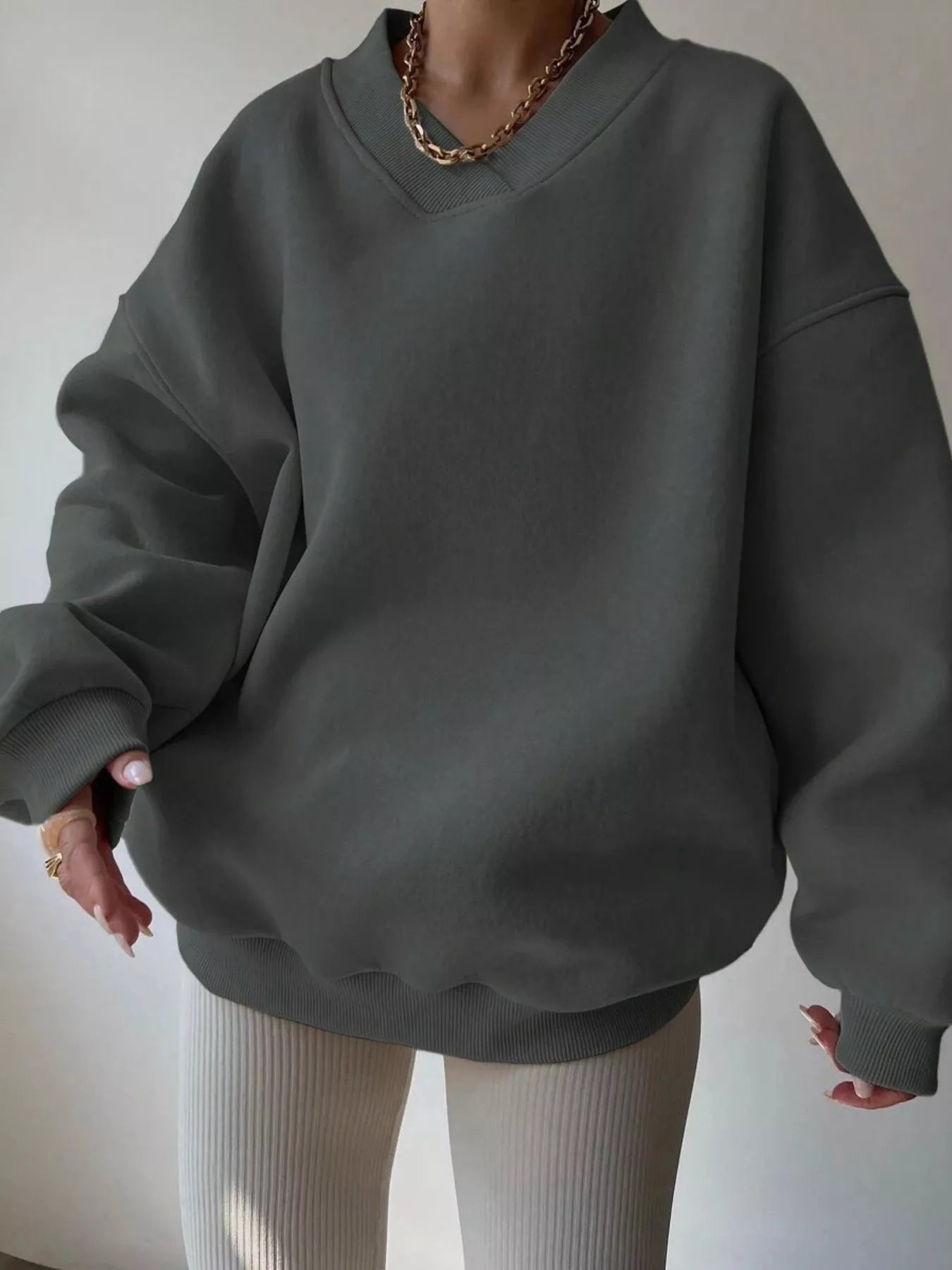 Dropped Shoulder Long Sleeve Oversized Sweatshirt