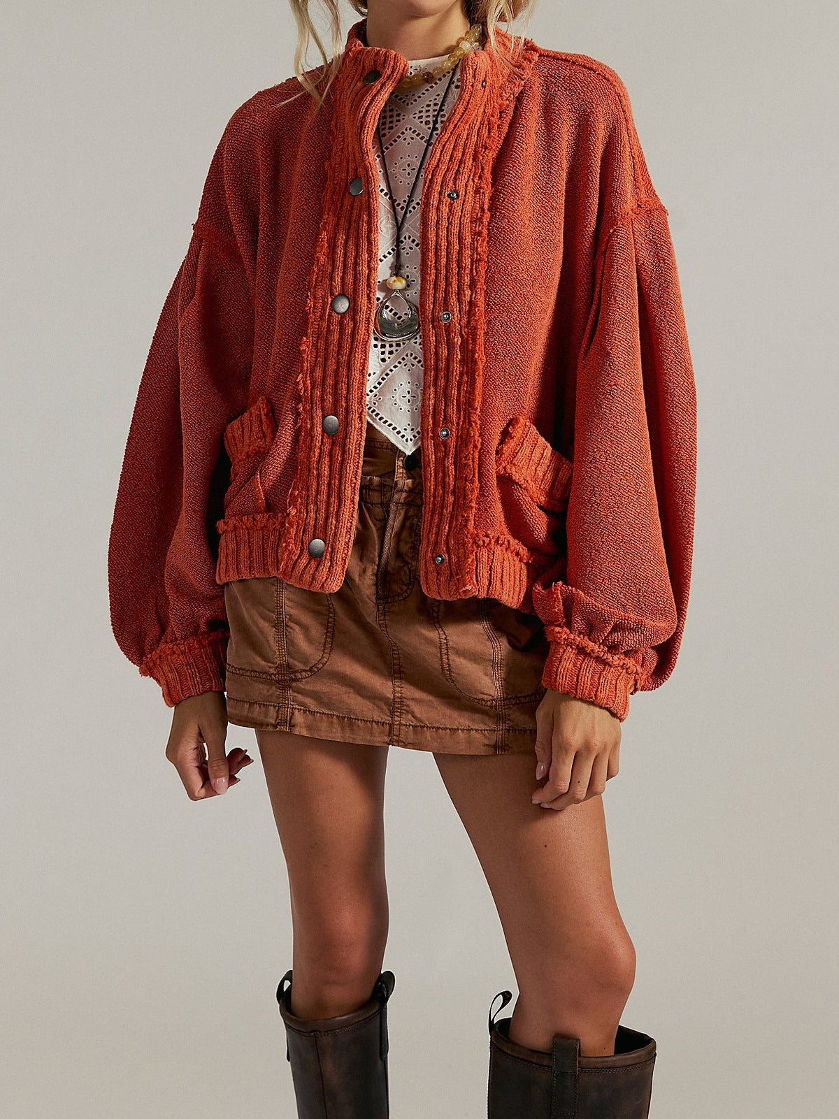 Women's Loose-Fit Long-Sleeve Knit Cardigan Coat