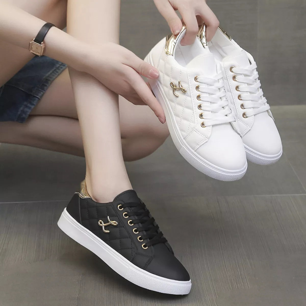 Round Toe Lace Up Sneakers