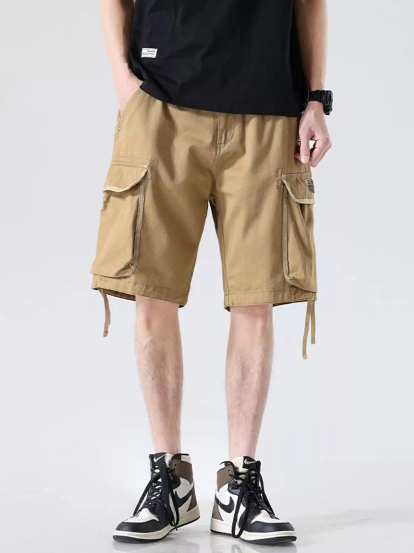 Men's Drawstring Wide Leg Cargo Shorts