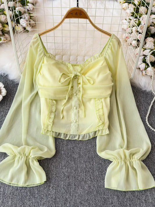 Frill Flounce Sleeve Blouse