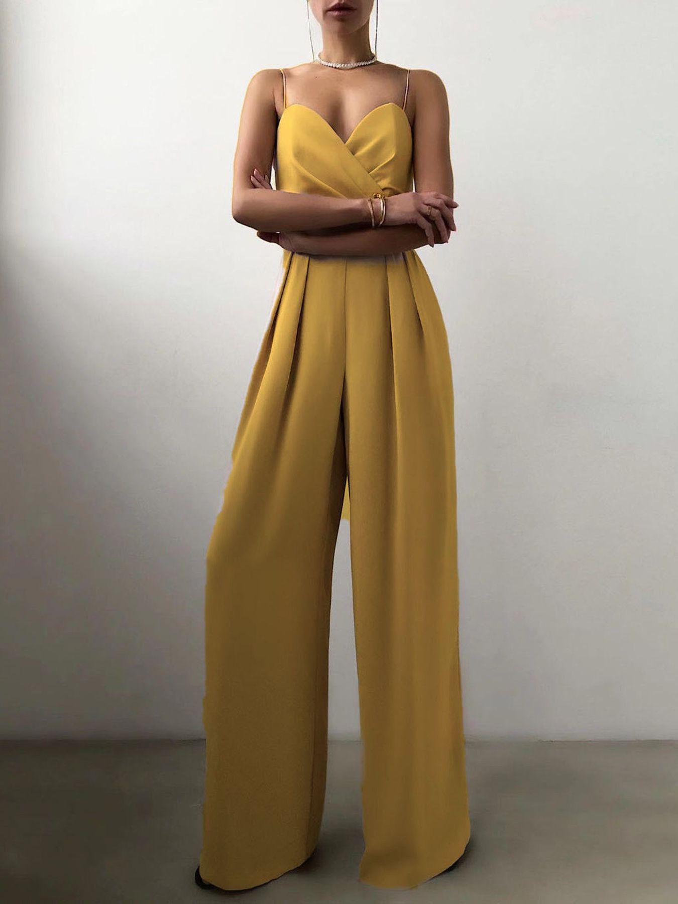 Full Size Spaghetti Strap Wide Leg Jumpsuit Plus Size