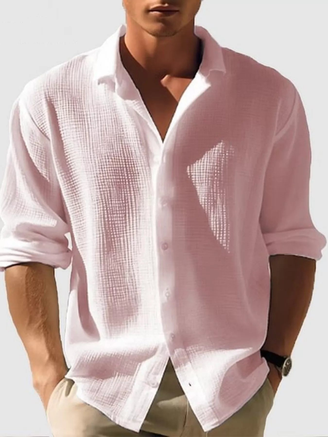 Men's Full Size Button Up Long Sleeve Shirt Plus Size