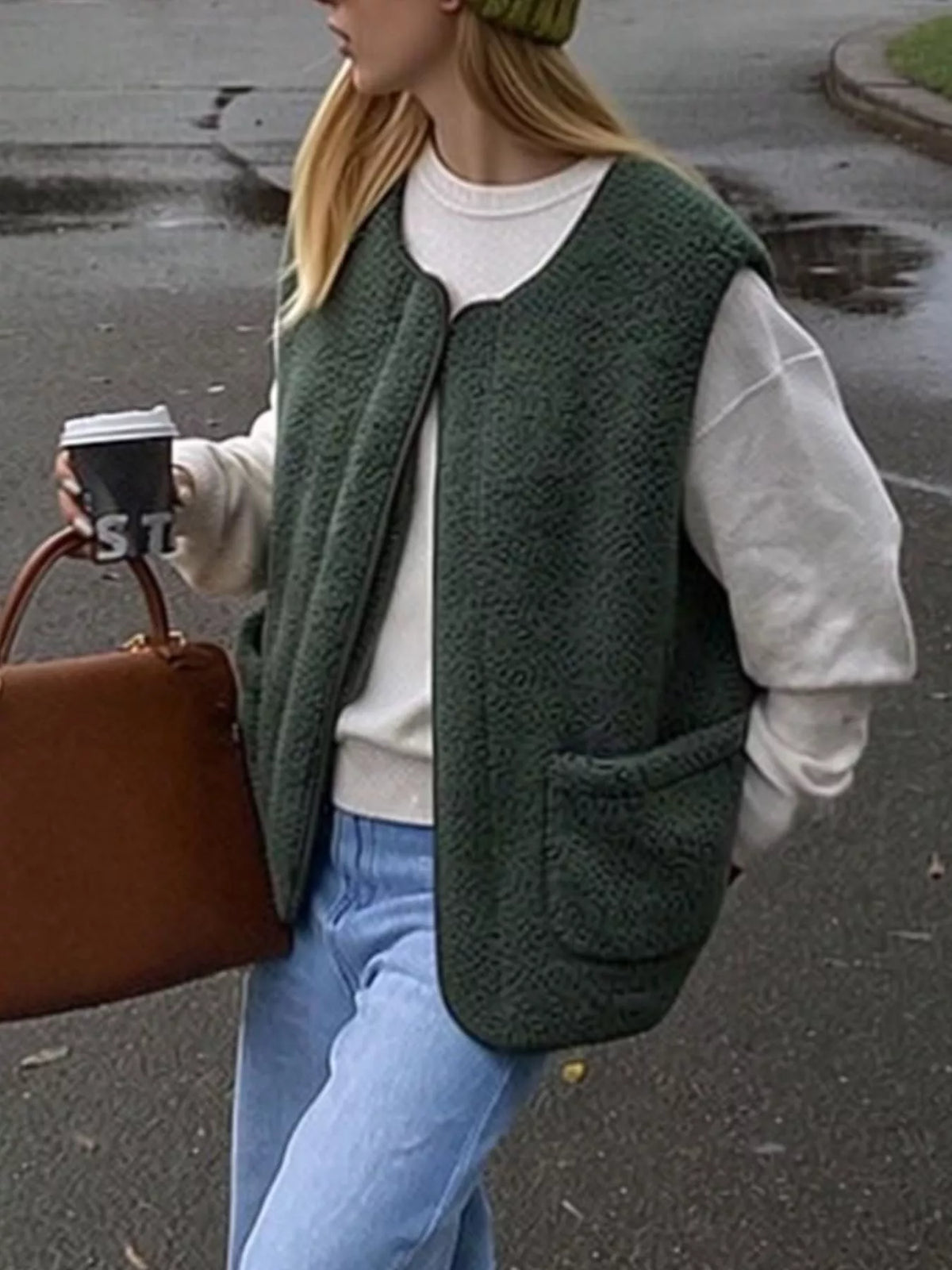 Sherpa Sleeveless Vest Coat
