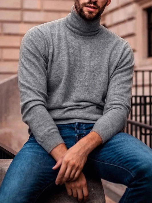 Men's Full Size Turtleneck Long Sleeve Top Plus Size