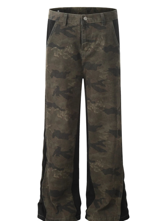 Men's Camo Wide Leg Denim Jeans
