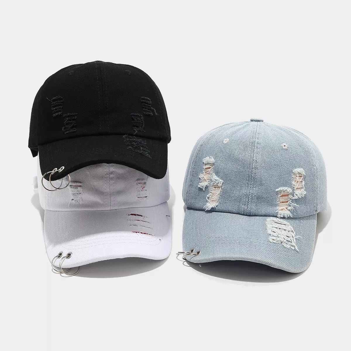 Distressed Denim Baseball Cap