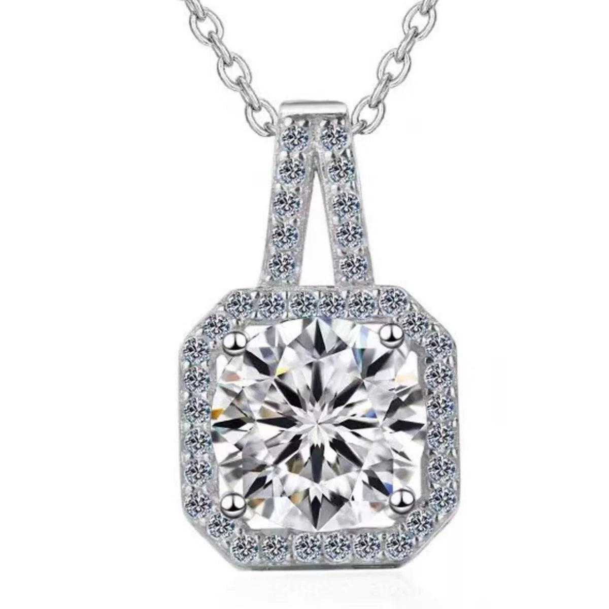 5 Carat Moissanite 925 Sterling Silver Pendant Necklace