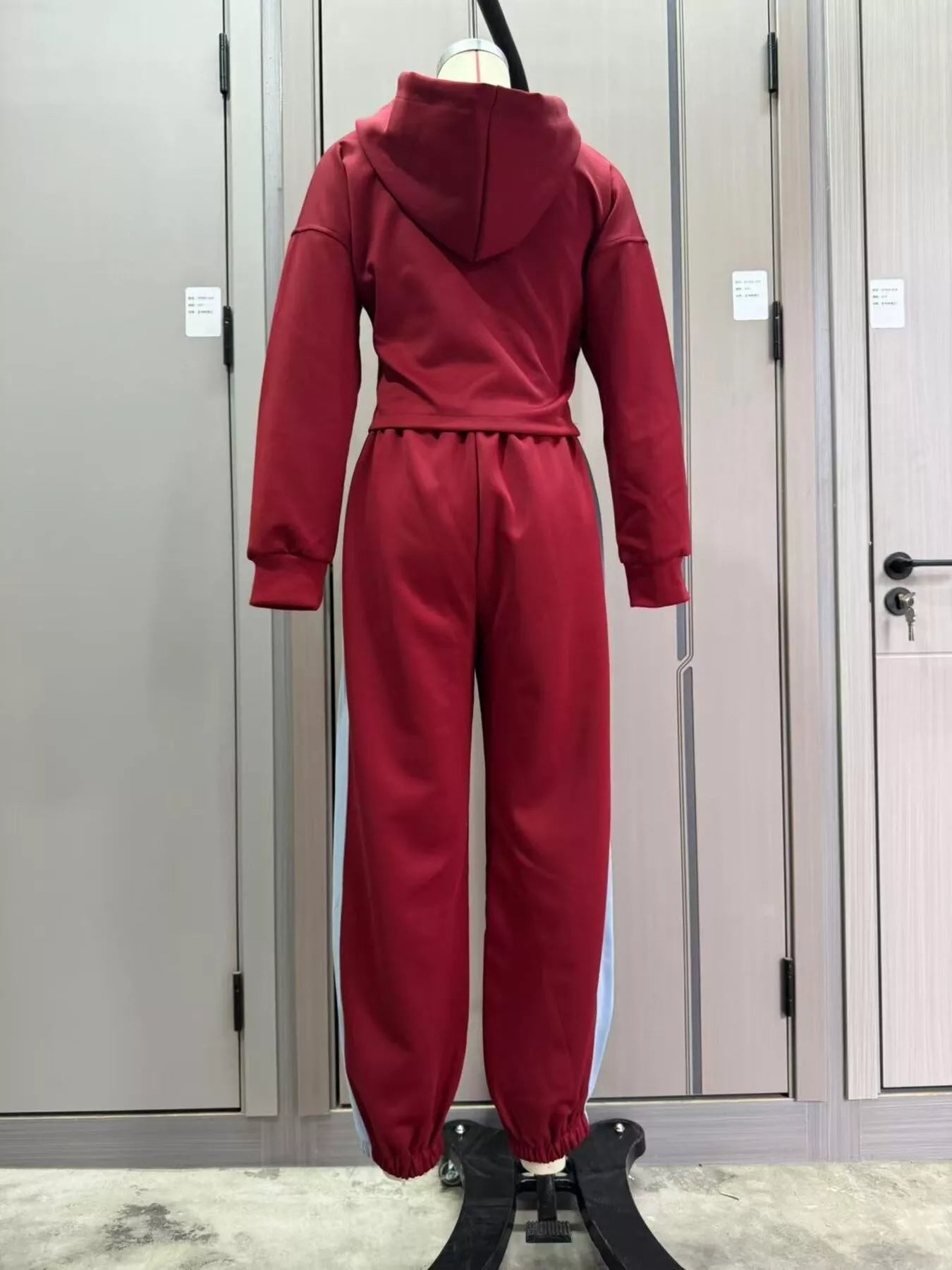 Color-Block Zip-Up Crop Hoodie and Joggers Set