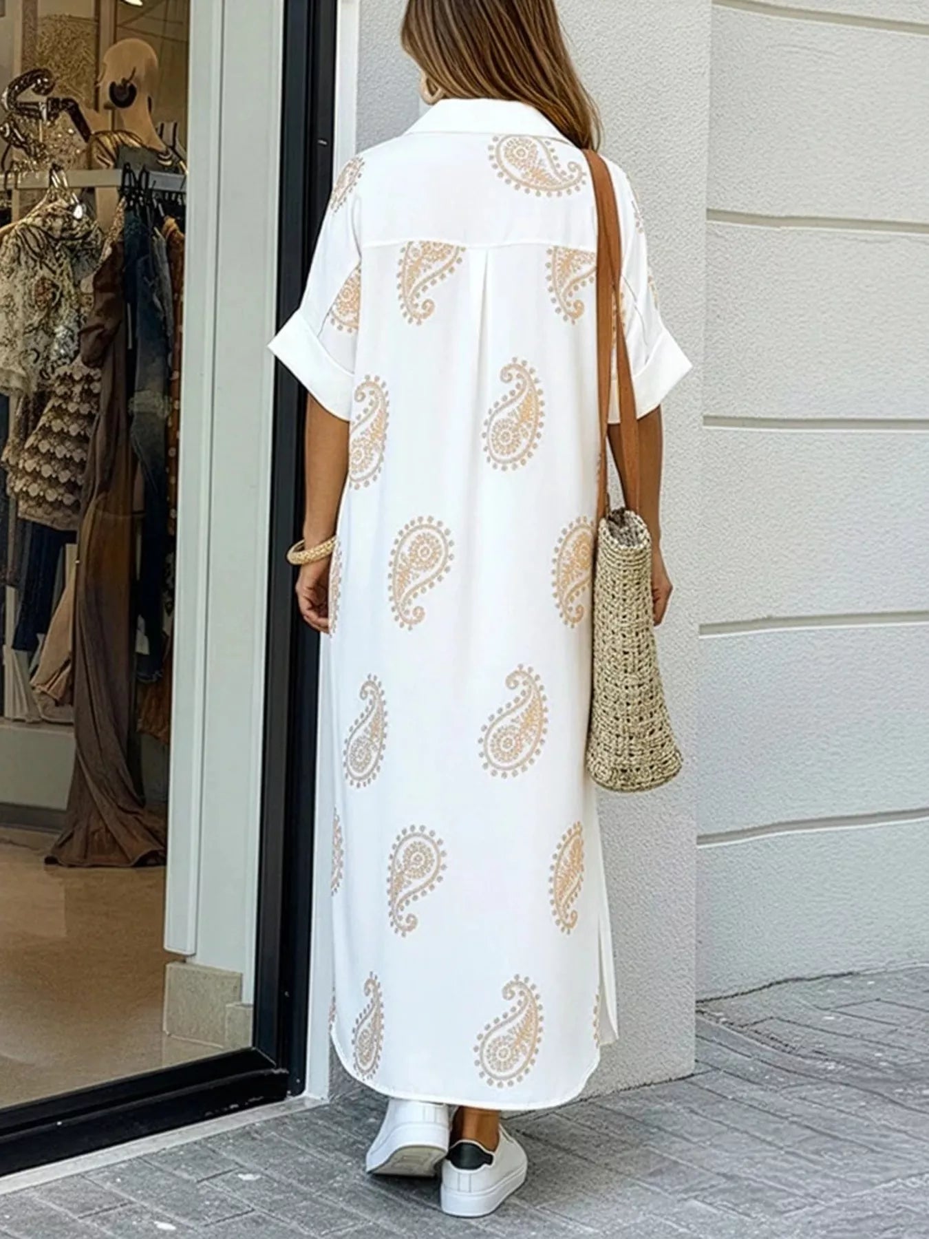 Floral Print Button-Down Maxi Shirt Dress