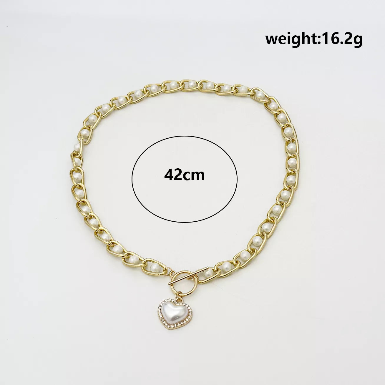 Chunky Pearl and Heart Pendant Necklace