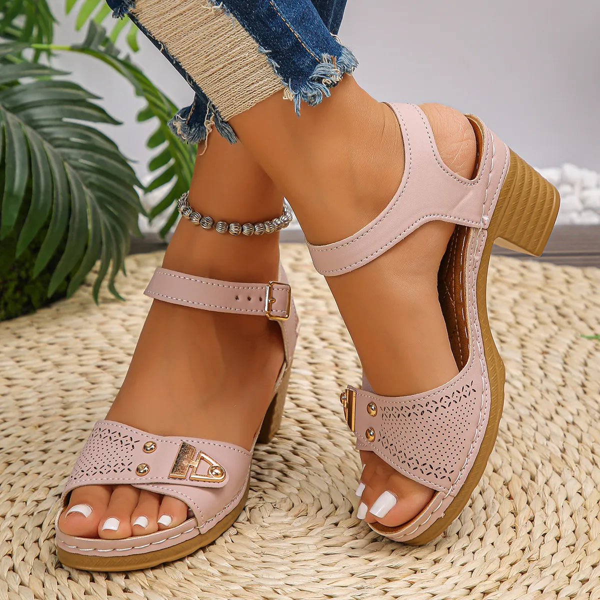 Vintage Block Heel Sandals