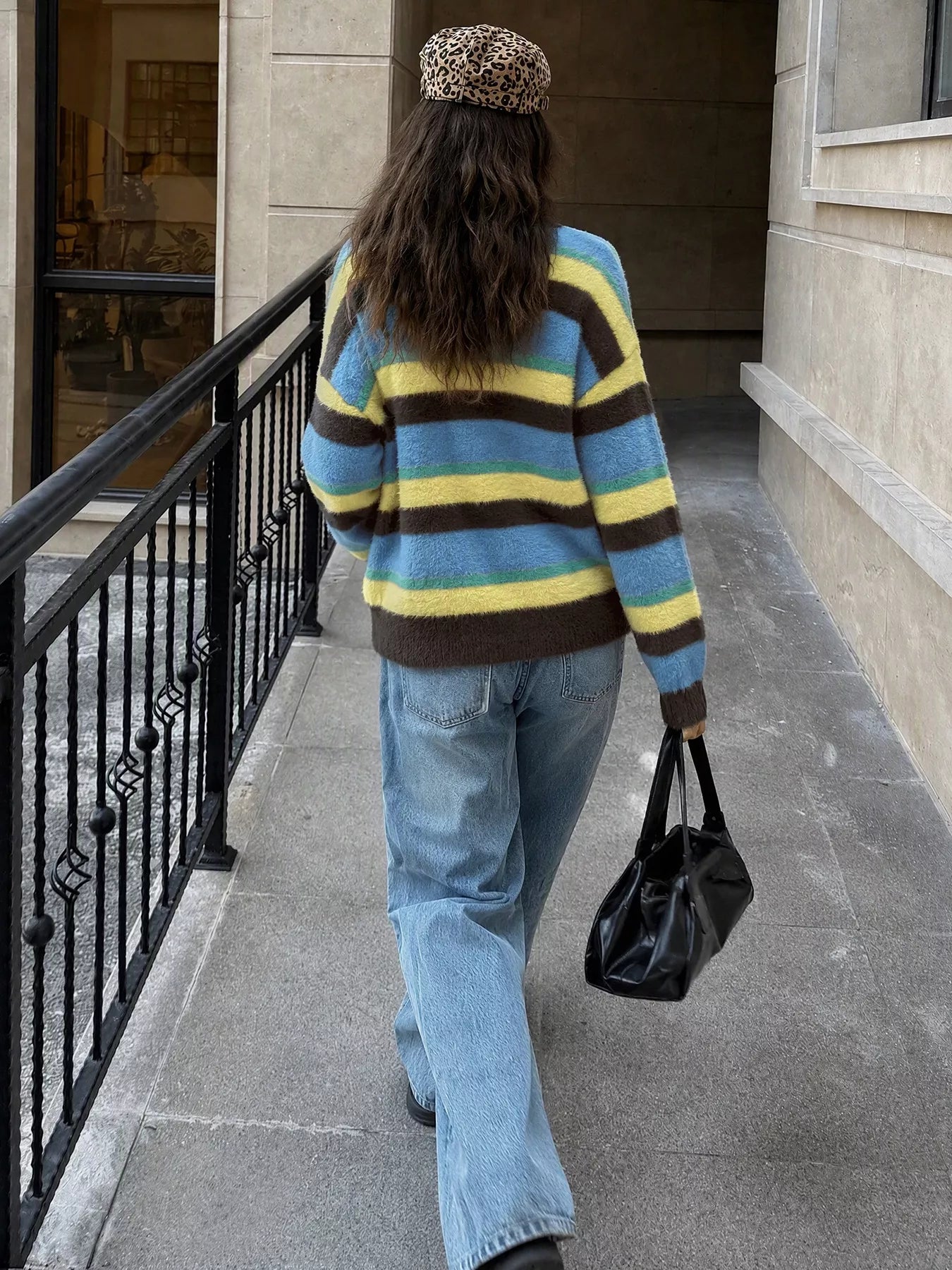 Striped Dropped Shoulder Sweater