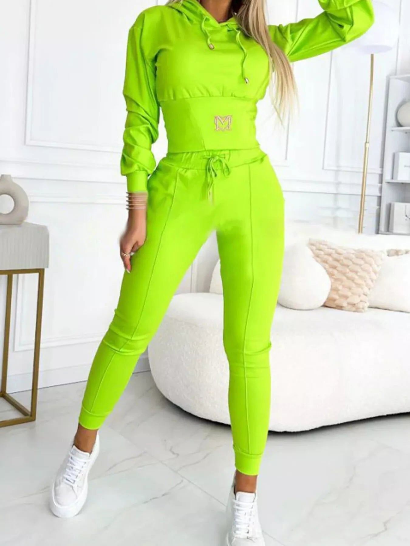 Full Size Drawstring Cropped Hoodie and Pants Set Plus Size