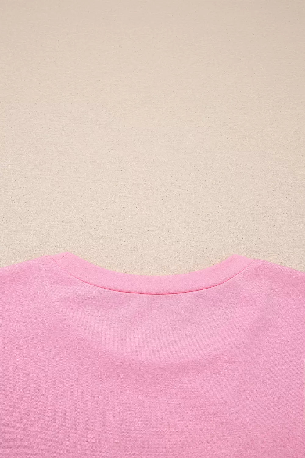Solid Color Raw Edge Bow Patch Loose T Shirt