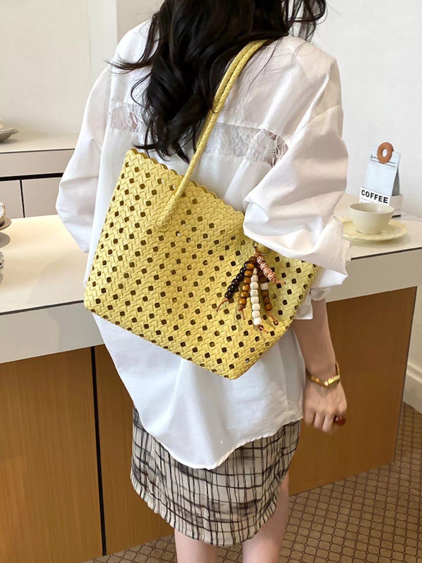 Cutout Leather Shoulder Bag